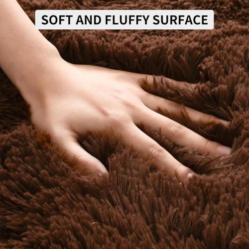 Tepook Super Soft Fluffy Rugs for Living Room, Shag 6x9 Area Rugs for Bedroom, Modern Shaggy Rug Fuzzy Carpets for Kids, Plush Indoor Nursery Home Decor Rug with Non-Slip Bottom, Brown