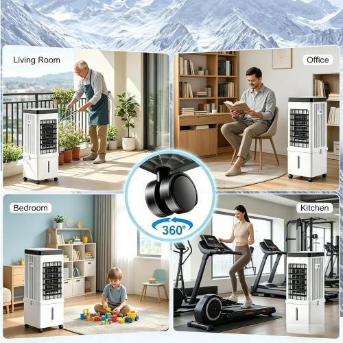 Portable Evaporative Swamp Cooler, Windowless Small Portable Air Conditioner with 4.2Gal Water Tank, 4 Wind Modes 3 Speeds, Personal Mini Air Cooler for Bedroom Office Dorm Small Room Indoor Use