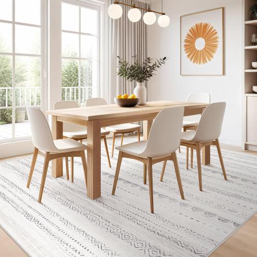 Nakagishi Area Rug Living Room Rugs: 5x7 Washable Boho Large Neutral Farmhouse Soft Moroccan Stain Resistant Indoor Floor Carpet for Bedroom Nursery Kids Playroom Office Dining Room Home House- Gray