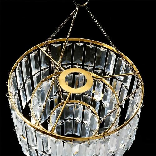 Modern Chandelier Shade with 1 Light Plug-In - Gold Faux Chandeliers Light Fixture - Pendant Ceiling Lampshade for Girls Bedroom - Size W9.84 X H11