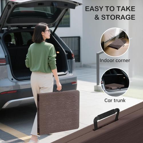 VSOAEIL Folding Table 6 Foot for Indoor Outdoor, Portable Heavy Duty Fold-in-Half Utility Plastic Foldable Dining Table with Carrying Handle for Picnic, Camping and Party, Brown