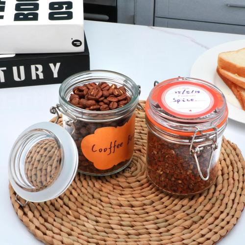 Flrolove 8 oz Small Airtight Glass Jars with Lids,Glass Food Storage Canisters with Lids, Mini Airtight Storage Container for Kitchen Canning, Spice, Honey, Nuts, Snacks, Flour, Set of 6