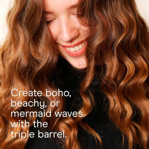 Infiniti PRO CONAIR Triple Barrel Waver Curling Iron, 3-Barrel Hair Waver to Create Long-Lasting Beachy Waves, for use on Medium to Long Hair, Dual Voltage, Gray