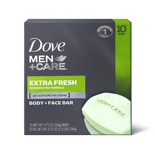 Dove Men Care 3 in 1 Bar To Clean and Hydrate Skin Extra Fresh More Moisturizing Than Bar Soap 3.75 oz 4 Bars (2PK)
