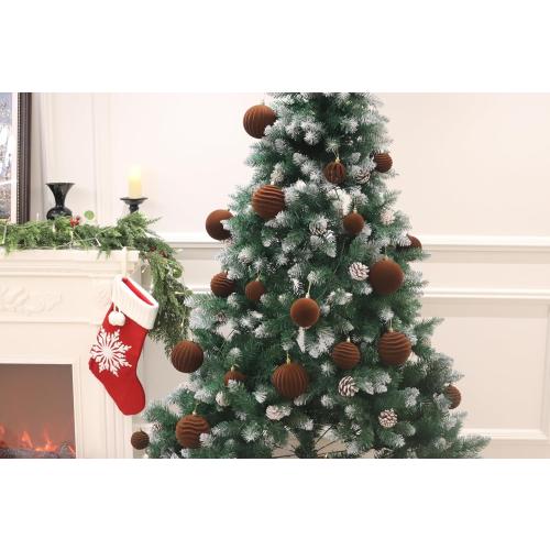 6inch Big Velvet Christmas Ornaments for Xmas Trees, 2 pcs Flocked Christmas Balls Sets for Holiday Decor