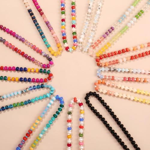 Colorful Gemstone Beaded Necklaces For Women Trendy Rainbow Natural Stone Boho Handmade Stainless Steel Waterproof Strand Necklaces Jewelry For Women Gift