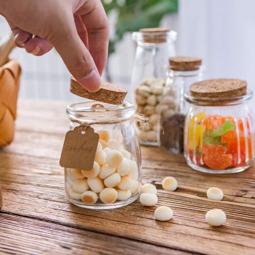 Mini Yogurt Jars 30 Pack, 7 oz Glass Favor Jars with Cork Lids, Pudding Containers with Lids, Mason Jar Wedding Favors Honey Pot with Label Tags and String
