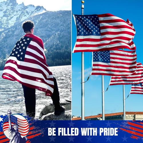 American Flag 4x6Ft for Outside, Long Lasting, Heavy Duty Nylon, Fade Resistant, High Wind US Outdoor Flags with Embroidered Stars, Sewn Stripes, Brass Grommets