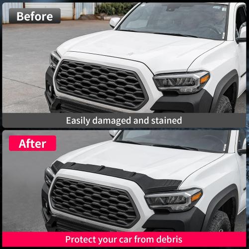 Hood Protector Compatible with 2016-2023 Toyota Tacoma Hood Shield TPE Hood Deflector Hood Guard for 2022 Tacoma Accessories