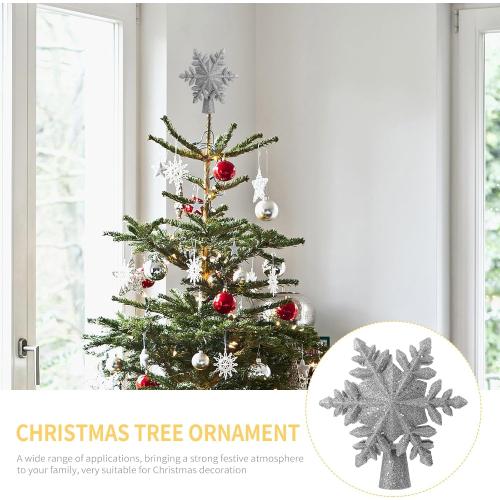 Christmas Tree Topper Lighted With 6 Projection Modes: Built-in 360° Led Rotating Projector Snowflake Tree Topper 3d Christmas Tree Decor Christmas Projector For Xmas Holiday Christmas Tree Decoration