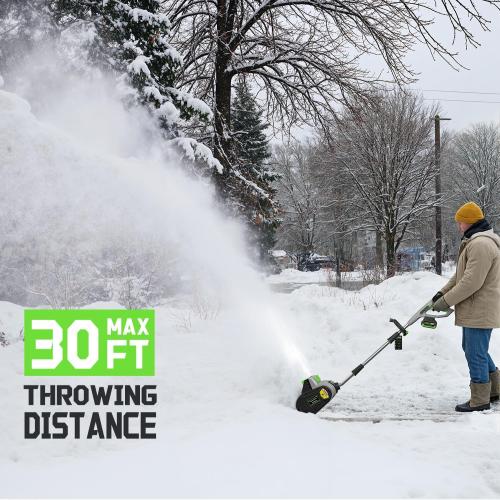 40V Brushless Cordless Snow Shovel, 13.5Inch Electric Snow Blower with 2X 4.0Ah Batteries & Quic Charger, Battery-Powered Snow Removal with 16.5FT Throw Distance for Patio, Deck, Driveway