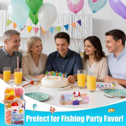 24 Set Fishing Candy Little Tackle Boxes for Birthday Party Favors with 24 Fishing Bobber 24 Thank You Cards for Making My Party Reel Fun Gone Fishing Theme Supplies Fishing Decorations (24)