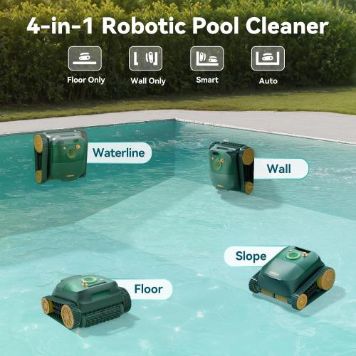 (2025 Upgraded) CliBot Robotic Pool Cleaner with 210 Mins Runtime Smart Navigation Triple Brushless Motor Automatic Pool Vacuum Robot With Wall & Waterline Cleaning Function For Inground Pools