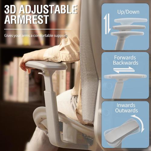 ELABEST Mesh Office Chair,Ergonomic Computer Desk Chair,Sturdy Task Chair- Adjustable Lumbar Support & Armrests,Tilt Function,Comfort Wide Seat,Swivel Home Office Chair (Grey Frame Grey Mesh)