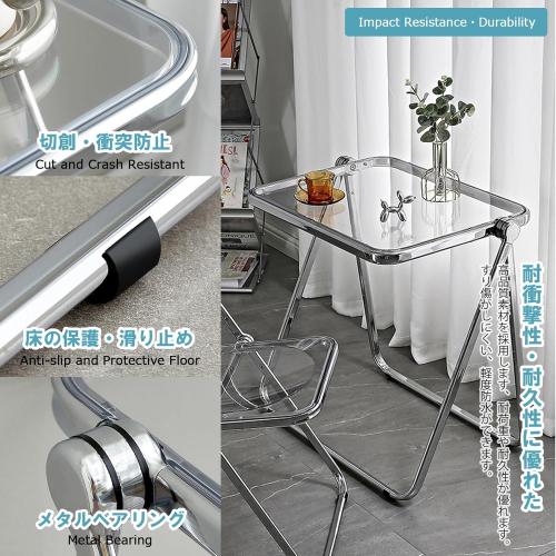 Size Small Color Copper and silver  Folding TV Tray Table- Clear Acrylic Foldable Table No Assembly Required Tiny Desk for Home Office Side Table Small Computer Desk for Small Spaces-Tawny