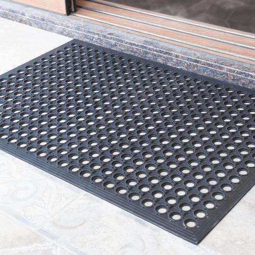 4 Pack 3' x 2' Ft Heavy-Duty Rubber Entrance Floor Mats, Odorless Non-Toxic Doormat with Drain Holes, Anti-Fatigue Non-Slip Mats for Doorway Kitchen Bathroom Bar Outdoor (36x24 4Pcs)