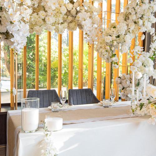 Tatuo 12 Pcs Lace Burlap Table Runner 12'' x 72'' Rustic Jute Hessian Farmhouse Country Vintage Romantic Fabric Cloth for Wedding Birthday Thanksgiving Party(Lovely)