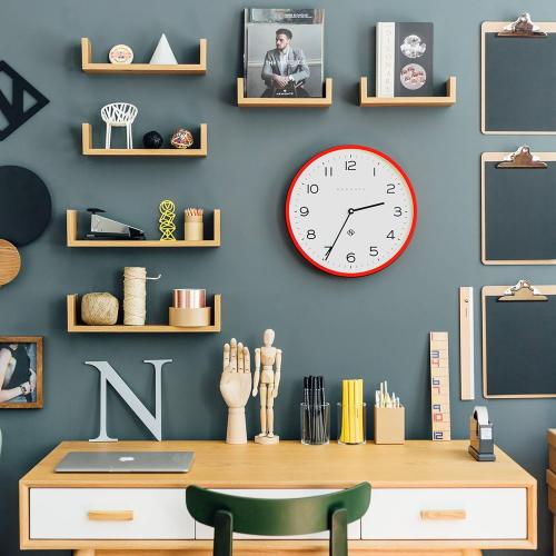 NEWGATE® Number Three Echo Wall Clock | Modern Round Clock | 37cm | Red | Easy to Read Numbers | Ideal for Kitchen, Living Room or Office
