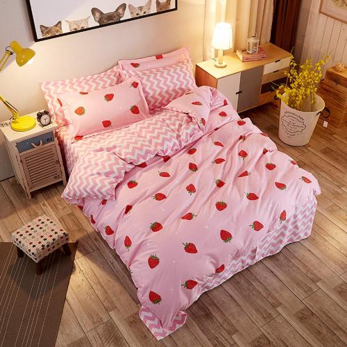 Erosebridal Strawberry Bedding, Kawaii Room Decor Cute Bedding Sets for Women Girls Kids, Pink Kawaii Strawberry Decor Comforter Cover Set with 1 Duvet Cover  2 Pillowcases, Full Size
