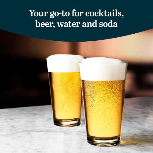 Libbey 1639HT Restaurant Basics DuraTuff 16 oz Pint Glasses Set of 12, All Purpose Heavy Duty Glasses, Glass Drinkware for Beer, Water, Soda and More