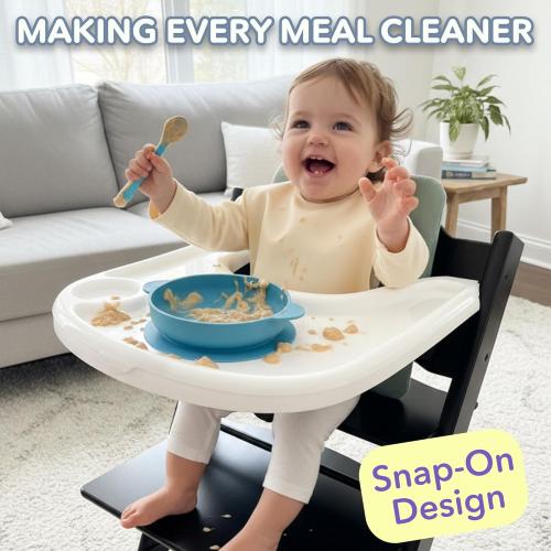 Replacement Tray & Cover for Stokke Tripp Trapp Highchair | Combo of Matte White Tray   Clear Cover for Easy Cleaning & Strong Suction