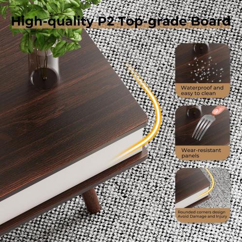 Lift Top Coffee Table, One Minute No Assembly Required Rising Tabletop Center Table with Large Hidden Storage Compartment, Open Shelf, Anti-Pinch Design Mute for Living Room (Black Walnut)