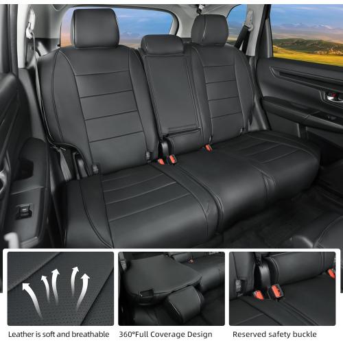 Lolcar CRV Seat Covers Custom Fit for Honda CRV 2023 2024 2025 2026 Leather Car Seat Cover Full Set for Trucks SUV,Waterproof Car Seat Cushion,Faux Leather (Black)