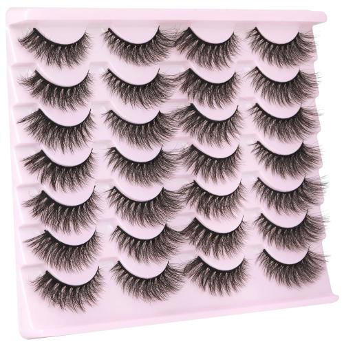 Wispy Mink Lashes Natural False Eyelashes 16mm Cat Eye Lashes Pack 5D 14 Pairs Fake Eyelashes by TNFVLONEINS