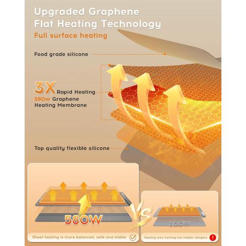 Warming Mat For Food Extra Large 36x16 580W Food Warmer Chafing Dishes for Buffet,Food Warming Mat,Food Warmers for Parties Buffet,6 Temp 6 Hour Timer Heating Mat for Food Christmas Gifts
