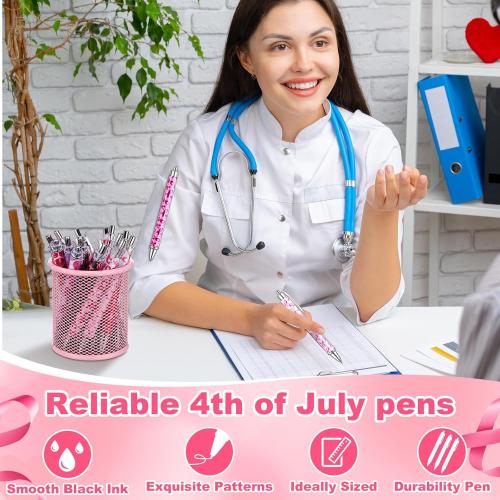 150 Pcs Pink Ribbon Pens Bulk Breast Cancer Awareness Holiday Novelty Pens 0.5 mm Retractable Black Ink Decorative for Office School Party Favor Supplies Women Gift