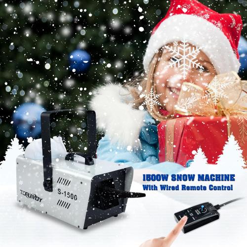 TCFUNDY Snow Machine 1500W Snow Making Machine Snowflake Maker for Christmas Wedding Kids Party Stage Effect with Wired Remote Control