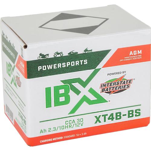 Interstate Batteries YT4B-BS 12V 2.3Ah Powersports Battery 30CCA AGM Rechargeable Replacement for Suzuki, Yamaha, Motorcycles, Mini-Bikes DR-Z50 DR-Z70 SR400 TTR110E TTR50E TTR90E (XT4B-BS)
