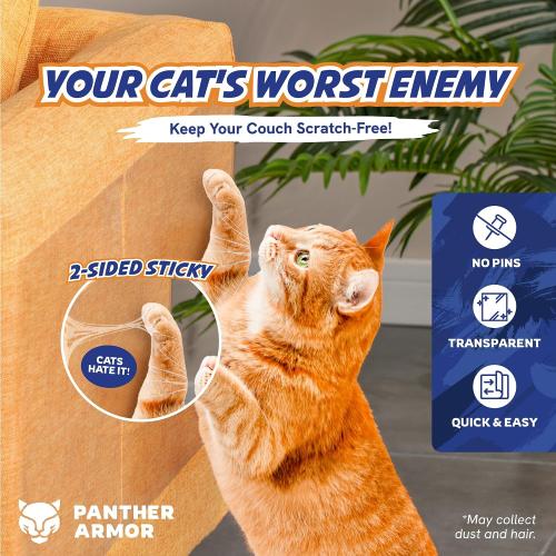 Panther Armor Cat Scratch Furniture Protector, 24 Double-Sided Tape Sheets