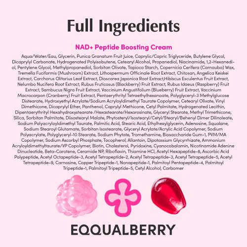 EQQUALBERRY NAD  Peptide Boosting Cream – NAD  5% & 13 Peptides Anti-Aging Korean Skincare Face & Body Cream | Firming & Lifting Pink Neck Cream for Sagging Skin (1.69 fl.oz / 50ml)