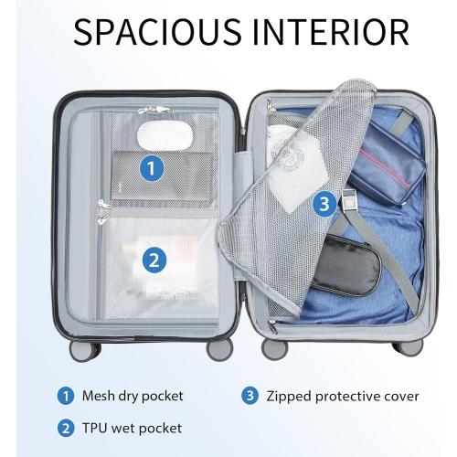 Yellow KROSER Hardside Expandable Carry On Luggage with Spinner Wheels & Built-in TSA Lock, Durable Suitcase Rolling Luggage with USB Port, Carry-On 20-Inch Yellow