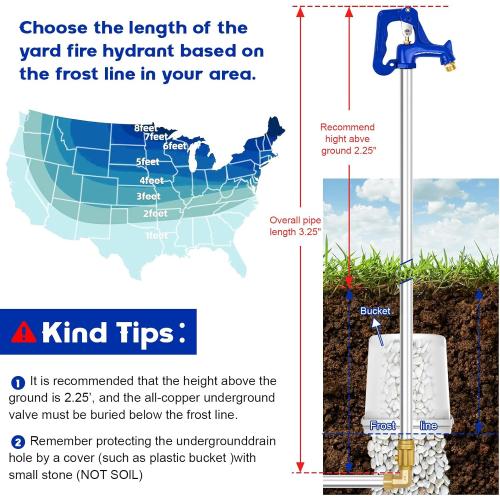 3.25FT Frost Proof Yard Hydrant-Heavy Duty Outdoor Frost Free Water Hydrant | 3/4 Pipe Connection, Total Length 3.25ft,12’’Bury Depth, Freezeless Proof Hydrant for Yard, Garden, Pasture Irrigation