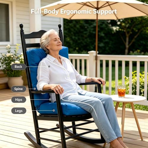 QILLOWAY Outdoor Seat/Back Chair Cushion Tufted Pillow, Spring/Summer Seasonal All Weather Replacement Cushions. (Marine Blue)