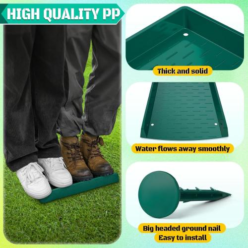 2 Pack Green Rain Gutter Downspout Splash Block, Extra-Wide Down Spout Extender, One-Piece Molding Design, Drain Gutter Guard Diverter, Thickened Gutter Splash Guard with Fixing Piles, Green