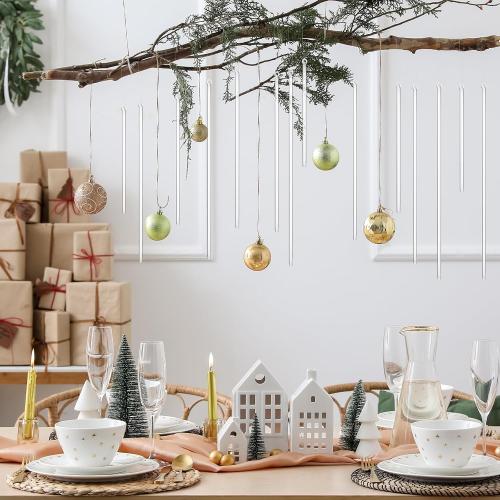 Yungyan 50 Pcs Glass Icicle Ornaments for Winter Tree 11.75 9.75 7.75 5.75 3.75 Icicles Hanging Ornament Set Various Glass Crystal Ornaments Decor for White or Silver Winter
