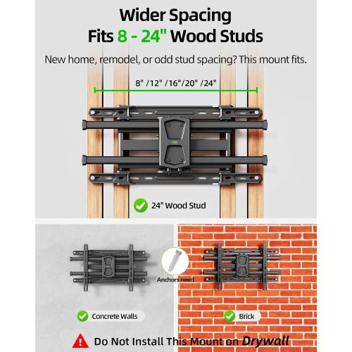 USX MOUNT UL Listed TV Wall Mount for 42-84 TVs up to 110lbs and 8-24 Wood Studs, TV Mount with Tilt, Swivel & Extension, Wall Mounts Bracket with Dual Articulating Arms, Max VESA 600x400mm
