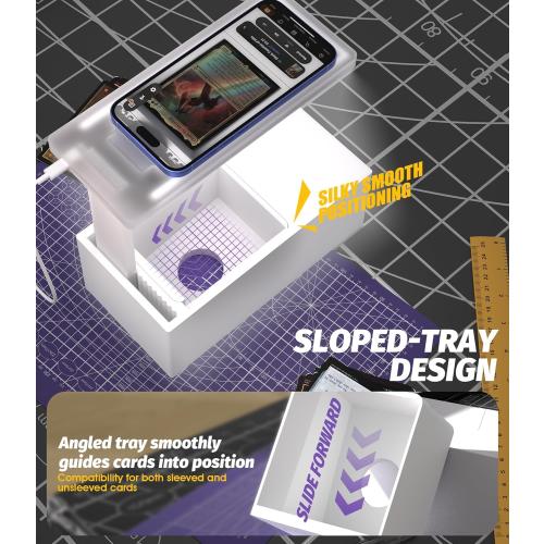 LED MTG Card Scanner Stand for ManaBox, 6000K Anti-Glare Ring Light, Adjustable Phone Holder, Sloped Tray Trading Card Scanner Stand for Unsleeved MTG Cards
