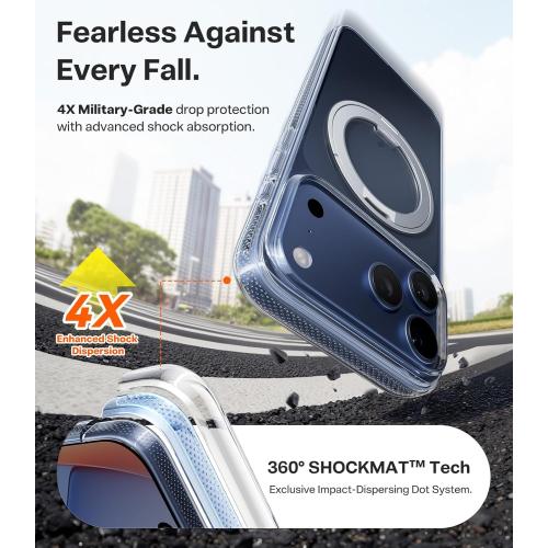 TORRAS 360 Magnetic Stand for iPhone 17 Pro Max Case, [Fit for MagSafe] [4X Military-Grade Protection] Slim Case for iPhone 17 Pro Max 6.9 2025, Clear, Ostand O3 Fitness Series