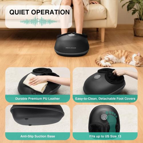 Medcursor Foot Massager with Heat - 2026 Upgraded Shiatsu Deep Kneading Machine, Multi Air Compression Intensity, Smart APP Mobile Remote Control, Feet Massage for Home and Office Use