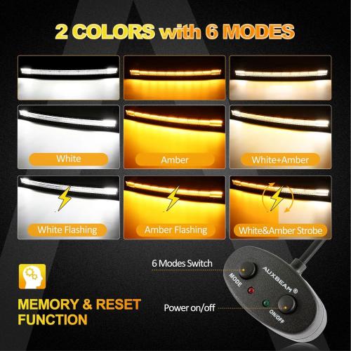 Auxbeam 42 Inch LED Light Bar, 240W Curved Off Road Amber White Combo Beam | 6 Modes Series, White & Amber Switchback, Memory, Restore & Sync Functions, Warning Strobe, Built for Fog, Rain & Offroad