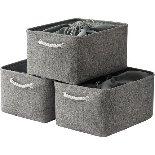 TheWarmHome Fabric Storage Bins Baskets for Organizing, Large Sturdy Storage Basket W/Handles, Decorative Foldable Storage Baskets for Shelves Closet Nursery Toy (X Large - 3 Pack 17.7L×13.8W×9.8H)