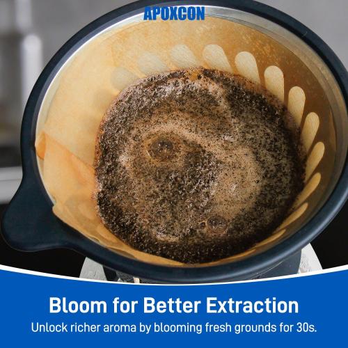 APOXCON Automatic Drip Coffee Maker for Coffee Enthusiasts -Pour Over Coffee Brewer with Programmable Timer, Hand Drip Simulation, Adjustable Strength, Built-in Scale, Glass Water Tank & Carafe