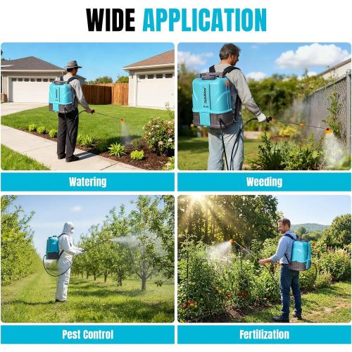 SideKing 5.2 Gallon Battery Powered Backpack Sprayer, 120 PSI Powerful Electric Sprayer Compatible with DeWalt 20V Battery, Max 1.0 GPM, 5 Nozzles & 2 Spray Wands for Lawn, Yard, Weed & Pest Control