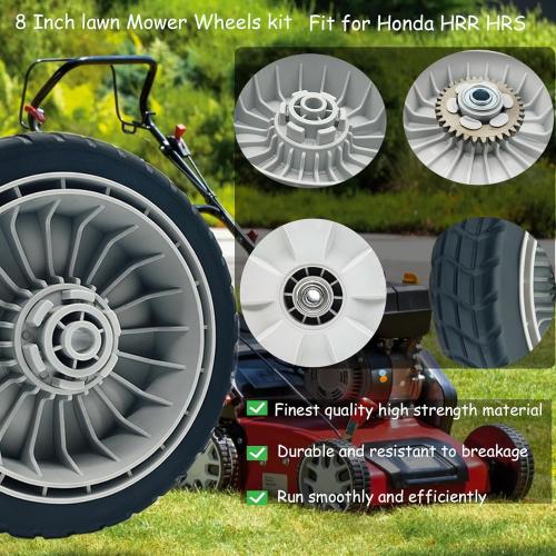 4 Pack Lawn Mower Wheels, HRR216K9VKAA Wheels, Fit for Honda HRR216 HR215 HRT216 HRB215 HRR2168vka etc 21 Inch Lawn Mower,2 Rear Wheels 42710-VE2-M02ZE, 2 Front Wheels 44710-VL0-L02ZB,5 Years Warranty