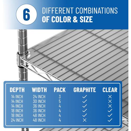 Sterling Shelf Liners Wire Rack Covers: Long-Lasting Shelf Liner Cover for Wire Shelving: Premium Cover Mats for Shelves in Pantry, Closet, etc: 18x36 Inch: Graphite, Set of 4