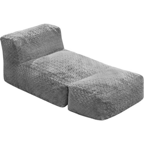 Hobestluk Bean Bag Chair Big Bean Bag Lounger for Adults Bean Bag Couch with Memory Foam Filled for Living Room, Bedroom or Balcony (Chevron Plush Grey)